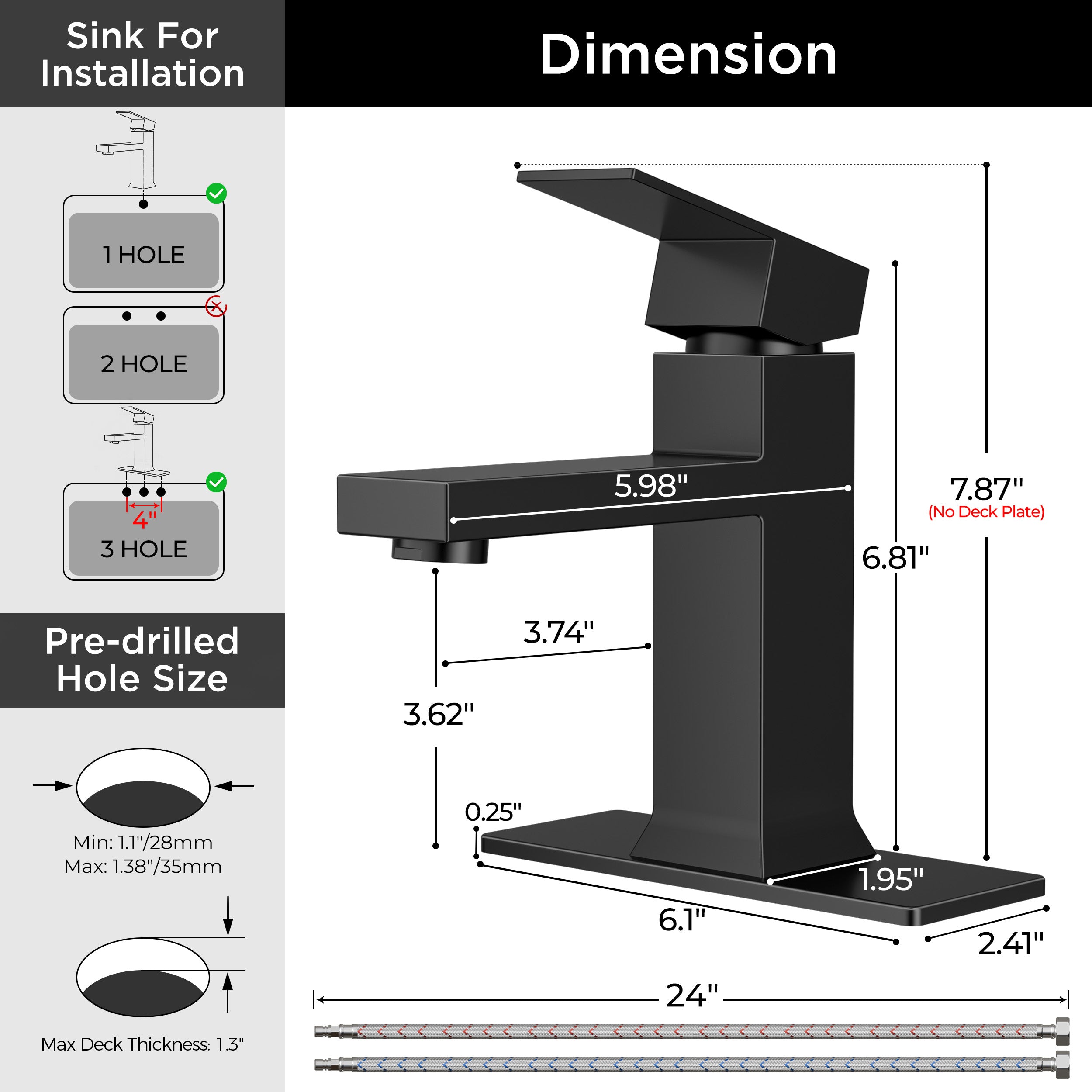 FORIOUS Bathroom Faucet 1 Hole Single Handle Vanity Faucet Brushed Nickel | 304 stainless steel, NSF/ANSI/CAN 61+372 and cUPC, lead-free, leakproof, water saving, for rv, lavatory, modern farmhouse