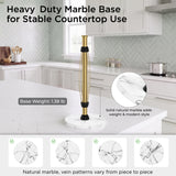 FORIOUS Paper Towel Holder Countertop, One-Handed Tear,Weighted Marble Base 304 Stainless Steel Paper Towel Stand, Ratchet Mechanism for Easy Tearing, Fits Standard & Jumbo Rolls for Kitchen, Silver