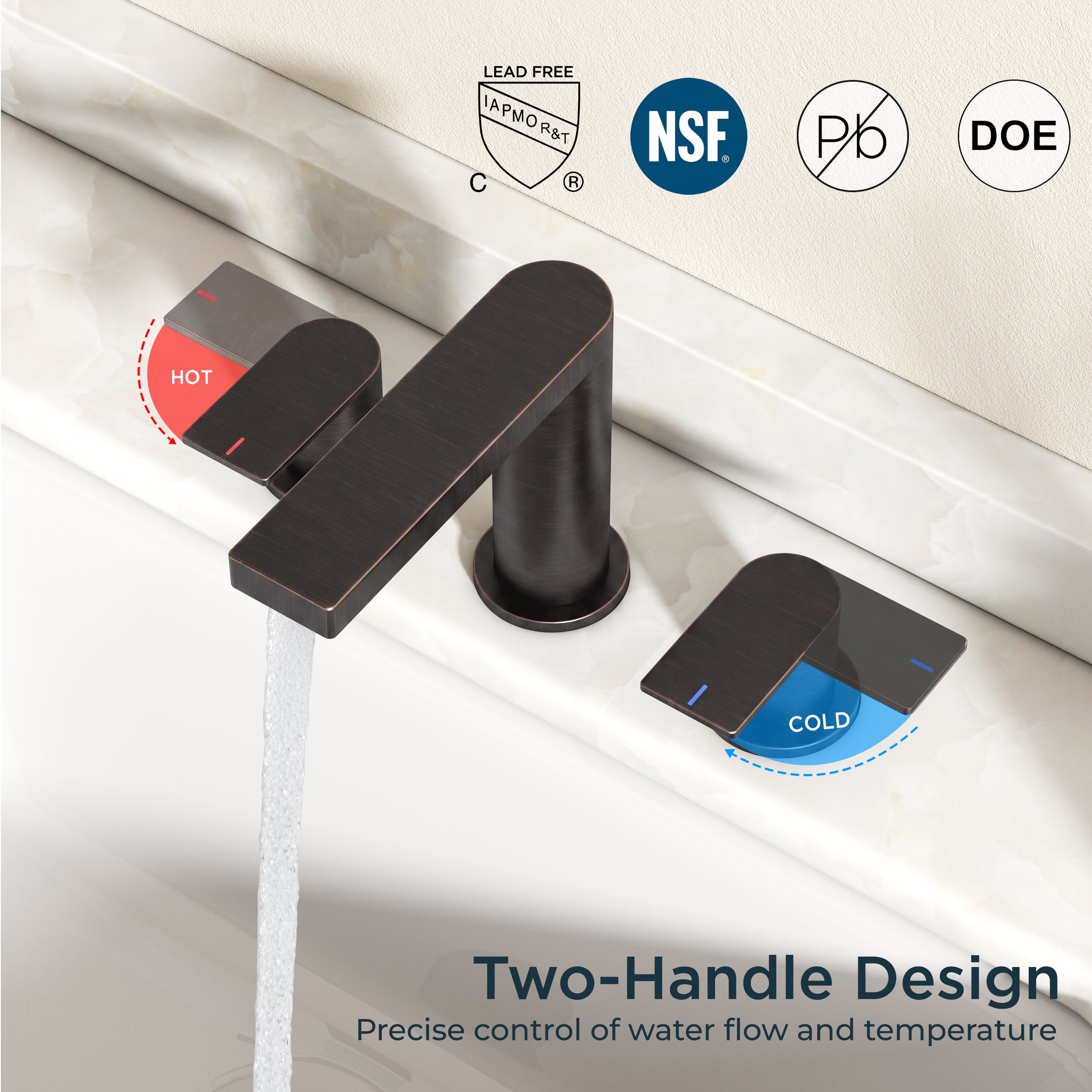 FORIOUS 8 Inch Bathroom Faucet 3 Hole, 2 Handles for Vanity ORB| 2 Handles Bathroom Sink Faucet with Pop-up Drain and 24" cUPC Lines, Fits 6-12 Inch 3 Hole Install, for RV Laundry Sink