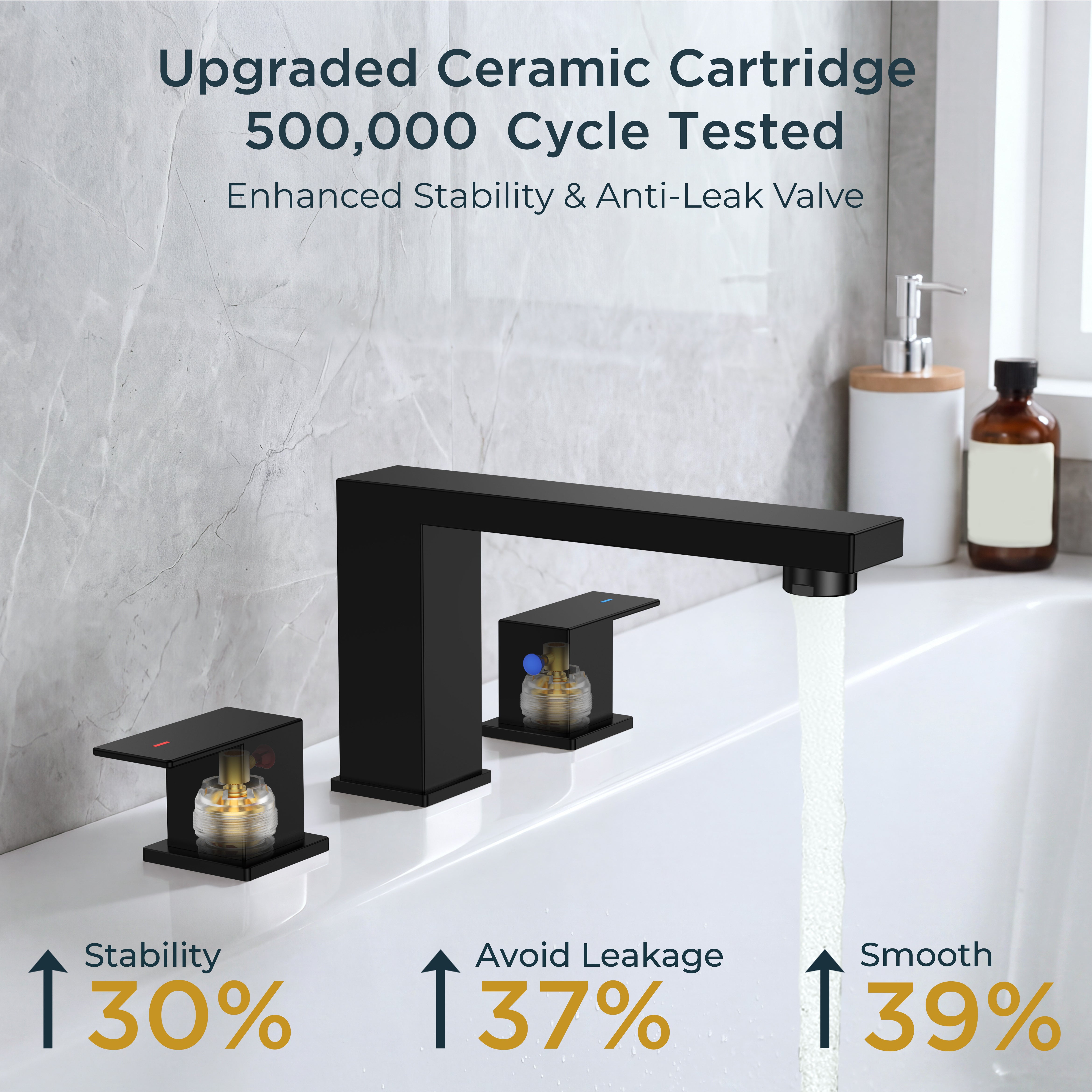 FORIOUS Roman Tub Faucet, Bathtub Faucet 3-Hole Deck Mount, Matte Black