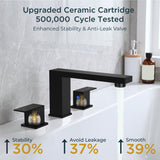 FORIOUS Roman Tub Faucet, Bathtub Faucet 3-Hole Deck Mount, Matte Black
