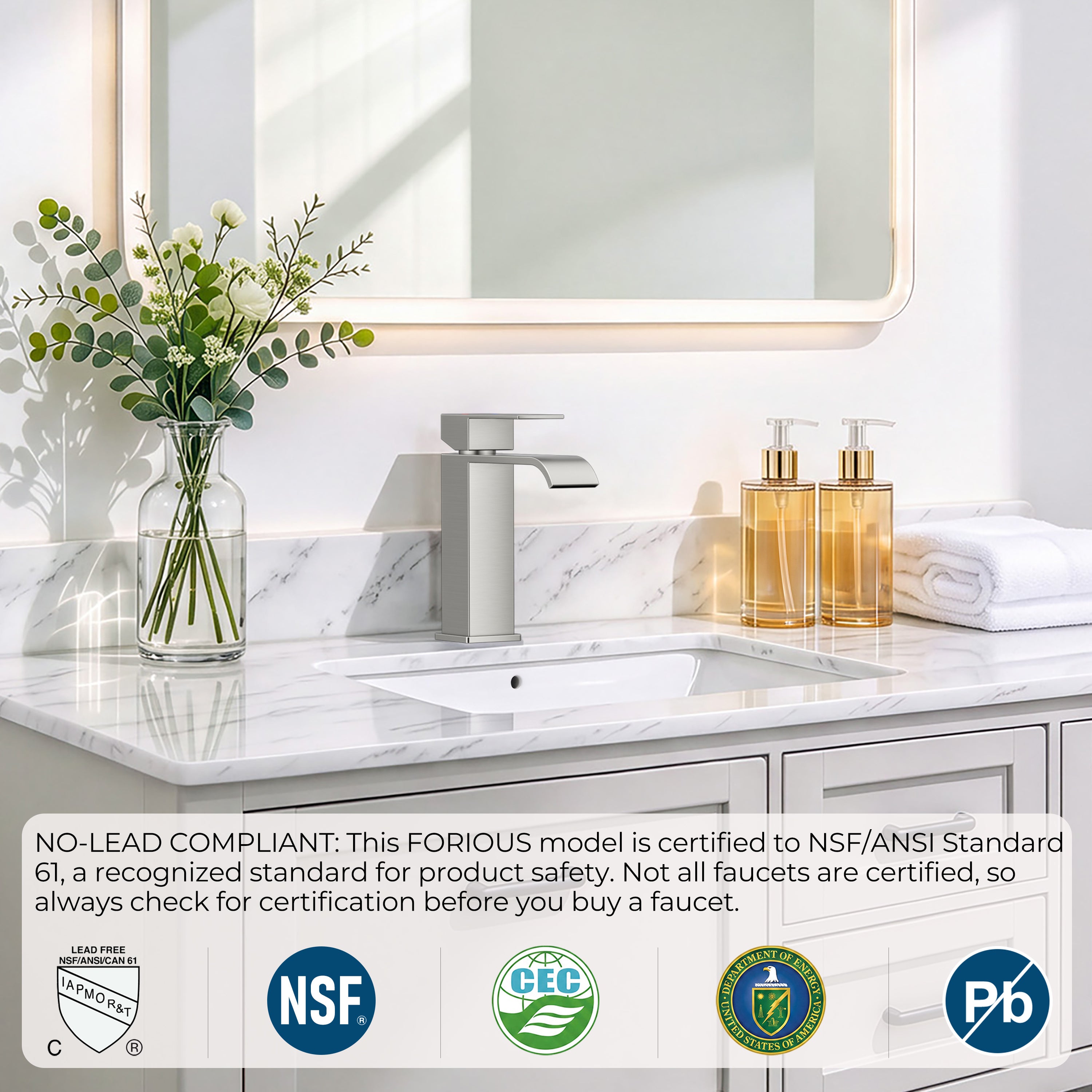 FORIOUS Single Handle Bathroom Faucet 1 Hole Vanity Faucets Matte Black
