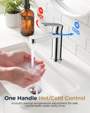 FORIOUS Bathroom Faucet 1 Hole, Single Handle Vanity Faucet Polished Chrome Bathroom Sink Faucet with Deck Plate, Fits 1 Hole and 4-Inch 3 Hole Install, for RV Vanity Lavatory Restroom Camper