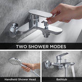 Dearocean Shower faucets with handheld shower heads, single-handle bathtub faucets with diverter valves, wall-mounted bathtub mixer faucets, stainless steel shower faucets, modern-style round chrome-plated faucet sets&nbsp;