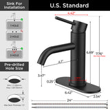 FORIOUS Bathroom Faucet 1 Hole, Black Single Handle Sink Faucets 2 Pack | for 1 or 3 Hole 4 Inch Centerset Sink, with Pop-up Drain, NSF61 Certified, for Vanity Rv Commercial Lavatory Restroom Basin