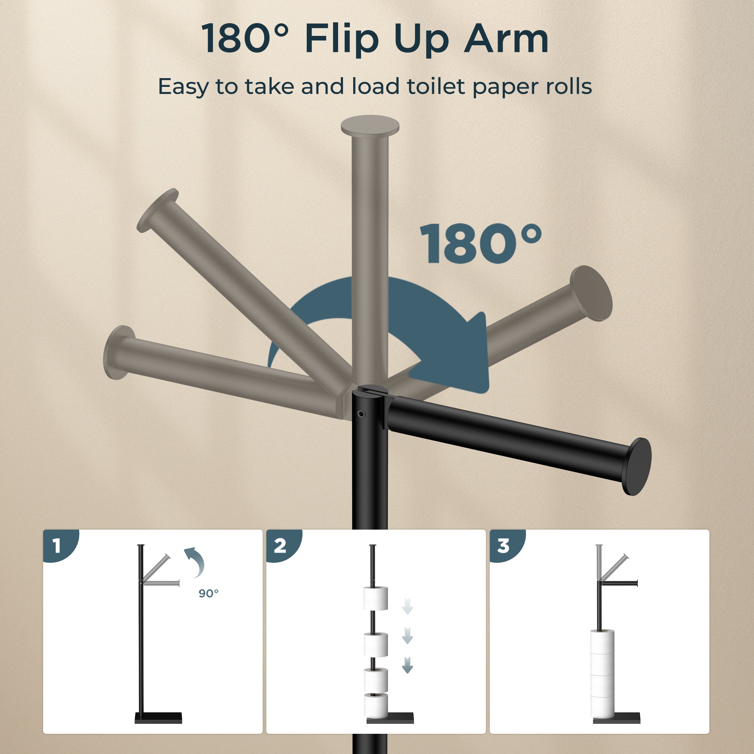 FORIOUS Toilet Paper Holder Stand with Weighted Base, Bruhed Nickel