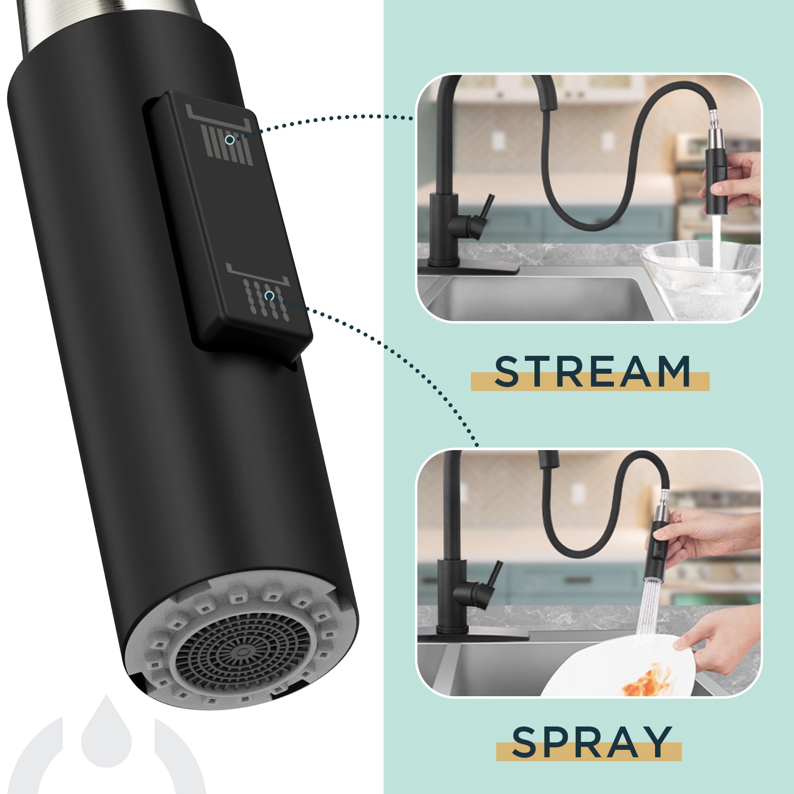 FORIOUS Kitchen Faucets with Pull Down Sprayer Kitchen Sink Faucet Stainless Steel with soap dispenser