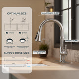 FORIOUS Vintage Kitchen Faucets with Pull Down Sprayer, Brushed Nickel High Arc Single Handle Stainless Steel Transitional Pull Out Sink Faucet for Farmhouse Camper Rv Bar, Fit for 1 or 3 Hole