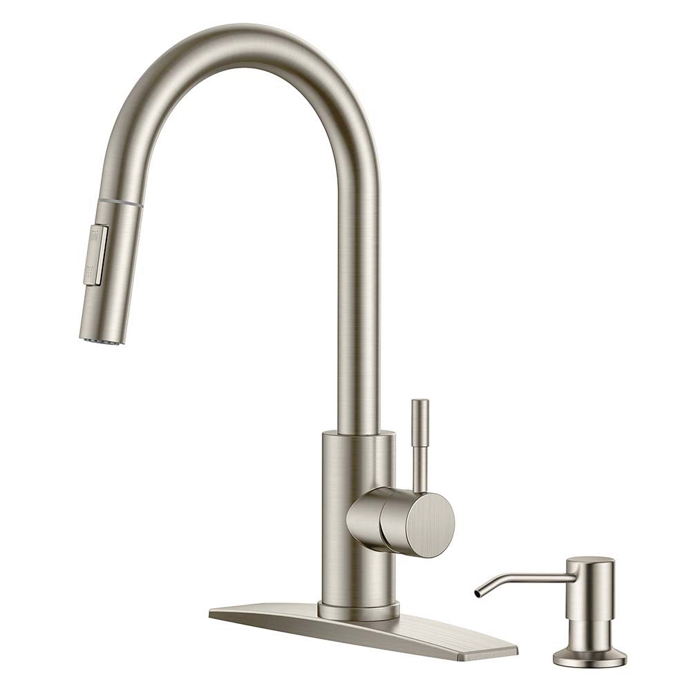 Llave De Cocina Para Agua Giratoria Brushed Nickel Pull-Down