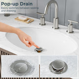 FORIOUS Bathroom Sink Drain Without Overflow, Brushed Nickel ，Black Pop Up Drain