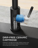FORIOUS Black Kitchen Faucet with Soap Dispenser, Single Handle Stainless Steel Spring Sink Faucet with Pull Down Sprayer Transitional for Pot Filler, Farmhouse Camper Bar Laundry Room
