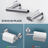 FORIOUS Toilet Paper Holder Wall Mount, Sus304 Stainless Steel Hand Towel Ring, Silver Bathroom Hardware Set with Pivoting Toilet Paper Roll Holder