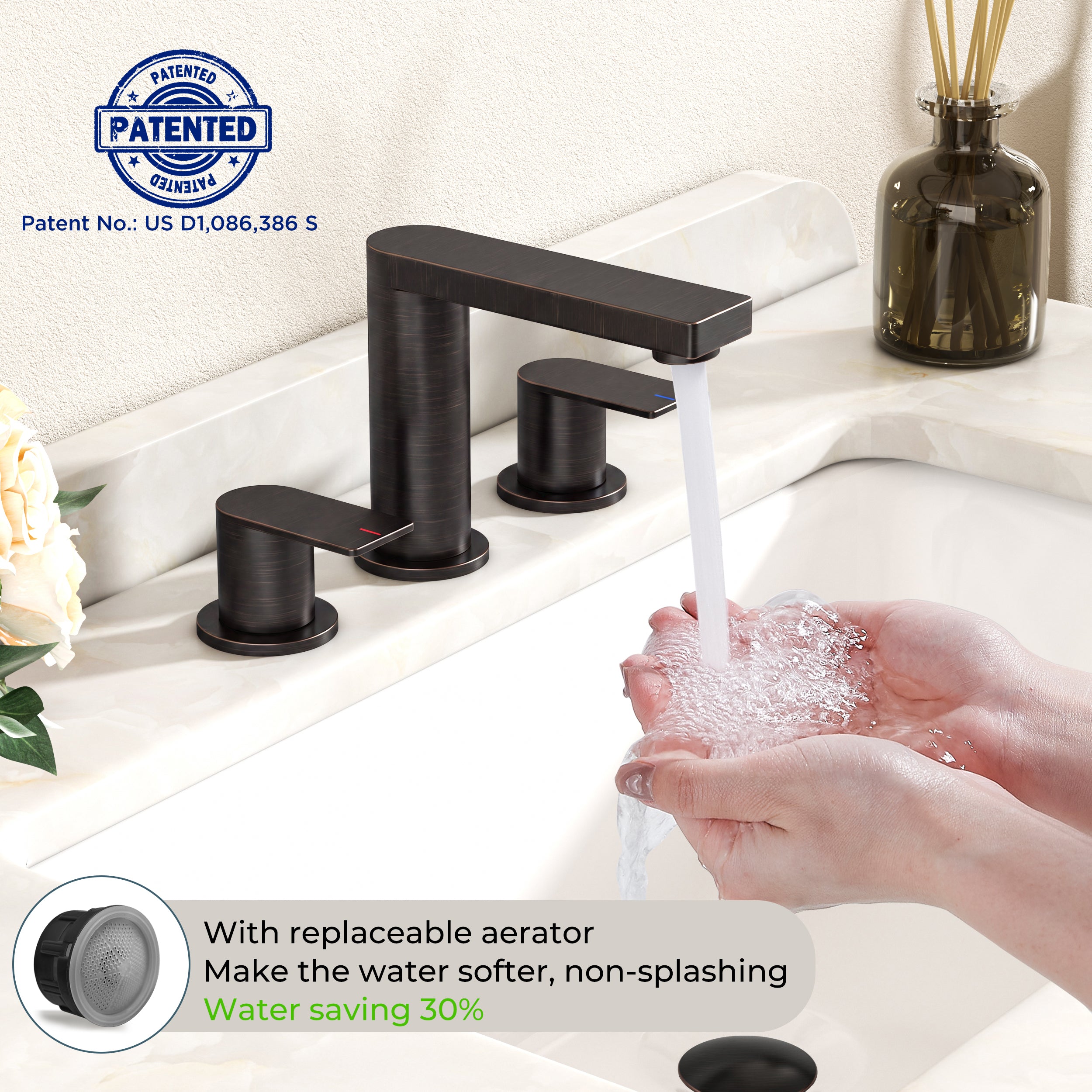 FORIOUS 8 Inch Bathroom Faucet 3 Hole, 2 Handles for Vanity ORB| 2 Handles Bathroom Sink Faucet with Pop-up Drain and 24" cUPC Lines, Fits 6-12 Inch 3 Hole Install, for RV Laundry Sink