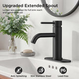FORIOUS Bathroom Faucet 1 Hole, Black Single Handle Sink Faucets 2 Pack | for 1 or 3 Hole 4 Inch Centerset Sink, with Pop-up Drain, NSF61 Certified, for Vanity Rv Commercial Lavatory Restroom Basin