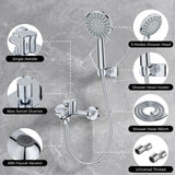 Dearocean Shower faucets with handheld shower heads, single-handle bathtub faucets with diverter valves, wall-mounted bathtub mixer faucets, stainless steel shower faucets, modern-style round chrome-plated faucet sets&nbsp;