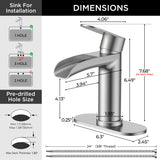 FORIOUS Single Handle Bathroom Faucet 1 Hole Vanity Sink Faucet Matte Black For 1 or 3 hole(4-inch centerset) Sink Setup, Modern Waterfall Spout, with Drain and Supply Lines for RV Vantiy Restroom
