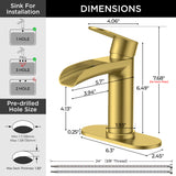FORIOUS Single Handle Bathroom Faucet 1 Hole Vanity Sink Faucet Matte Black For 1 or 3 hole(4-inch centerset) Sink Setup, Modern Waterfall Spout, with Drain and Supply Lines for RV Vantiy Restroom