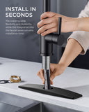 FORIOUS Black Kitchen Faucet with Pull Down Sprayer, Bar High Arc Single Handle Traditional 3 Modes Stainless Steel Faucet for Kitchen Sink Farmhouse RV Laundry Camper