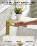 FORIOUS Bathroom Faucet 1 Hole, Single Handle Vanity Faucet Polished Chrome Bathroom Sink Faucet with Deck Plate, Fits 1 Hole and 4-Inch 3 Hole Install, for RV Vanity Lavatory Restroom Camper