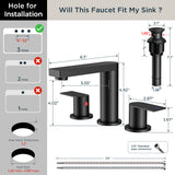 FORIOUS 8 Inch Bathroom Faucet 3 Hole, 2 Handles for Vanity ORB| 2 Handles Bathroom Sink Faucet with Pop-up Drain and 24" cUPC Lines, Fits 6-12 Inch 3 Hole Install, for RV Laundry Sink