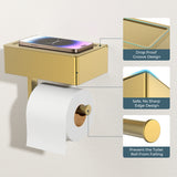FORIOUS Toilet Paper Holder with Shelf, Wall-Mounted Modern Wipes Dispenser | Matte Black | Toilet Paper Holder with Storage for Bathroom | Fits Wipes, Sanitary Napkins, Tampons | 8.0"x5.3" Large Shelf
