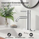 FORIOUS Bathroom Faucet 1 Hole, Chrome Single Handle Sink Faucets 2 Pack | for 1 or 3 Hole 4 Inch Centerset Sink, with Pop-up Drain, NSF61 Certified, for Vanity Rv Commercial Lavatory Restroom Basin