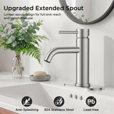 FORIOUS Bathroom Faucet 1 Hole, Brushed Nickel Single Handle Sink Faucets 2 Pack | for 1 or 3 Hole 4 Inch Centerset Sink, with Pop-up Drain, NSF61 Certified, for Vanity Rv Commercial Lavatory Restroom Basin