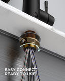FORIOUS Touchless Kitchen Faucet Black, Smart Motion Sensor Spring Sink Faucet with Pull Down Sprayer Commercial Contemporary Hands-Free for Pot Filler, Farmhouse Camper Laundry Camper