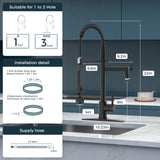 FORIOUS  Commercial Kitchen Sink Faucet with Sprayer High Pressure, Double-Headed Spring Kitchen Faucets for Sink Stainless Steel with Regular and LED Aerator