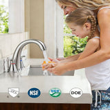 FORIOUS Black Bathroom Faucet 3 Hole, Widespread Bathroom Sink Faucet 8 Inch with Pop Up Drain and CUPC Supply Hose, 2 Handle for Vanity Rv Commercial Lavatory Restroom