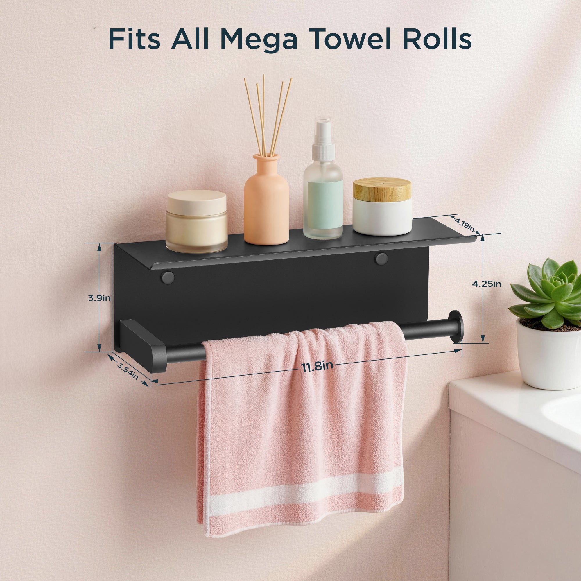 FORIOUS Wall Mount Paper Towel Holder with Shelf，Stainless Steel | Heavy Duty SUS304 Stainless Steel Paper Roll Organizer with Storage Spice Shelf, Screw-in for Kitchen, Bathroom, RV & Garage