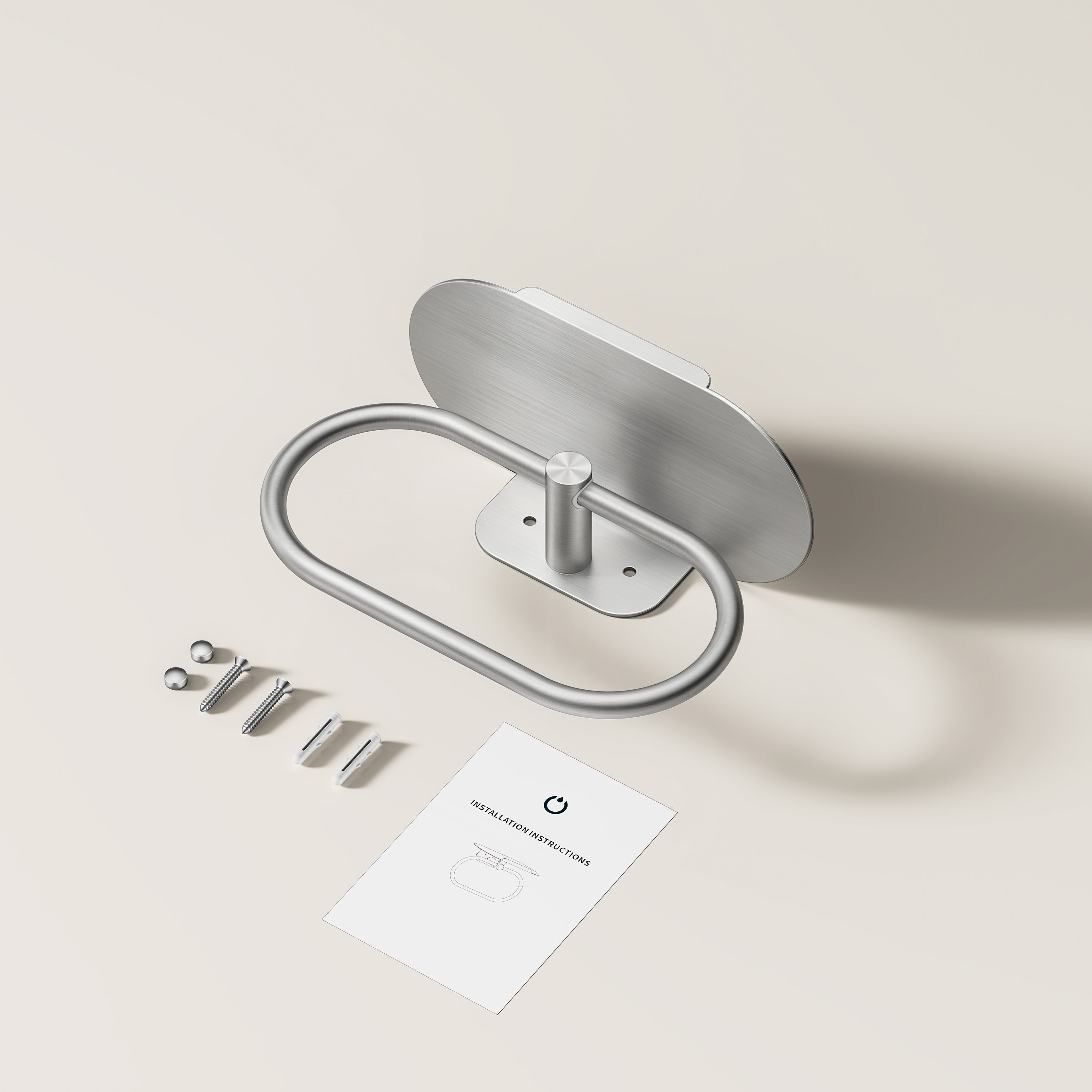 FORIOUS Hand Towel Holder with Shelf, Towel Ring for Bathroom Wall Mount | Matte Black, SUS304 Stainless Steel Modern Towel Ring, Bathroom Towel Holder, Hand Towel Hanger for Bathroom & Kitchen