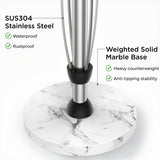 FORIOUS Paper Towel Holder Countertop, One-Handed Tear,Weighted Marble Base 304 Stainless Steel Paper Towel Stand, Ratchet Mechanism for Easy Tearing, Fits Standard & Jumbo Rolls for Kitchen, Silver