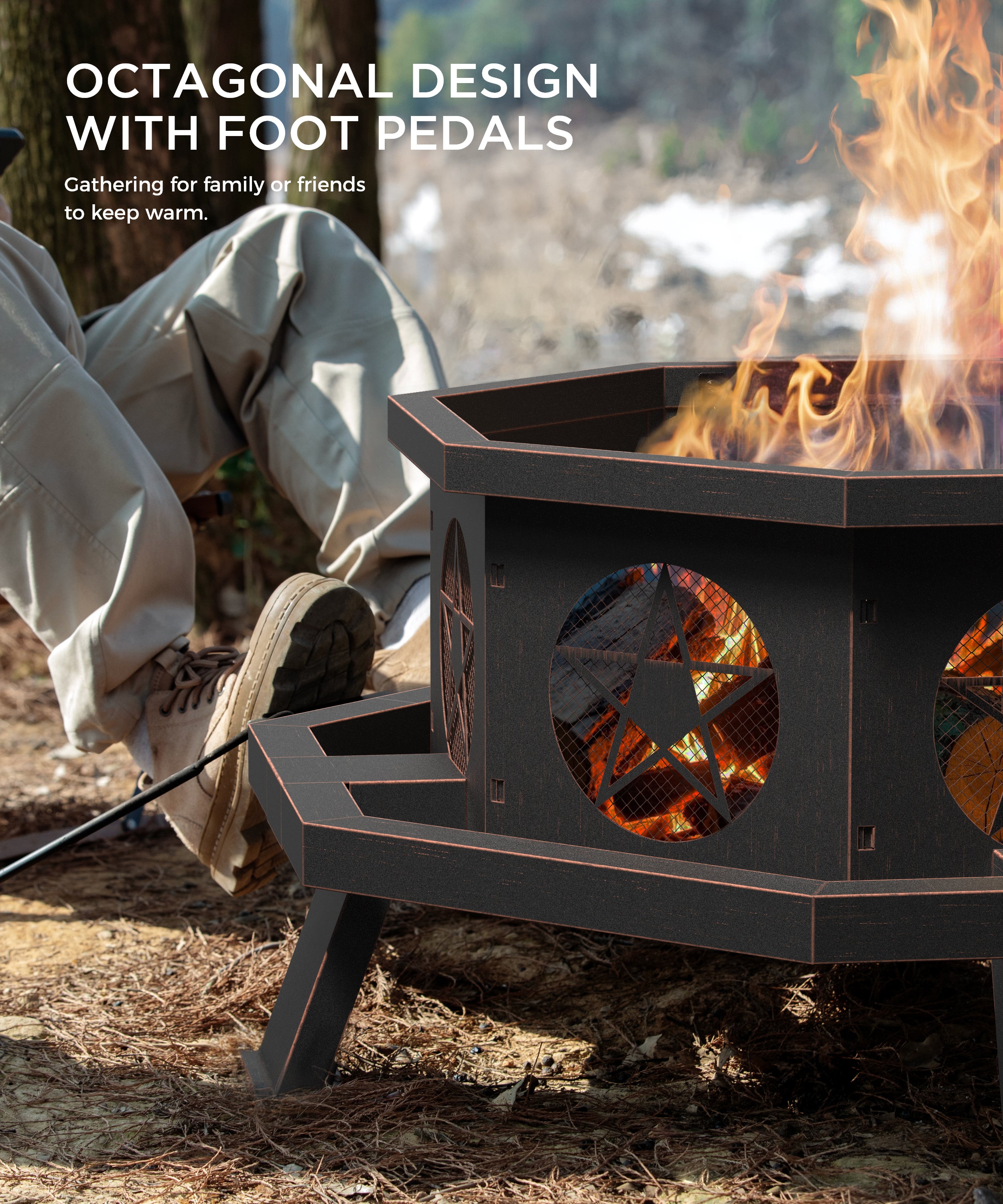 Vicinity  35 in Bronze Wood Burning Fire Pits with Cooking Grill