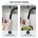 FORIOUS Black Bar Sink Faucet for Kitchen Sink, Modern Single Handle Kitchen Faucet with Pull Down Sprayer, Stainless Steel High Arc with Deck Plate for 1 or 3 Hole, Suitable for Bathroom RV Camper