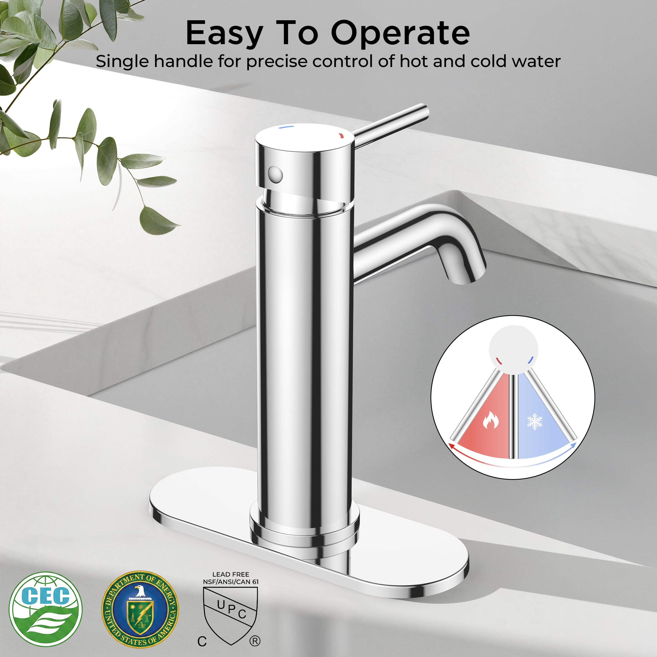 FORIOUS Bathroom Faucet 1 Hole, Chrome Single Handle Sink Faucets 2 Pack | for 1 or 3 Hole 4 Inch Centerset Sink, with Pop-up Drain, NSF61 Certified, for Vanity Rv Commercial Lavatory Restroom Basin