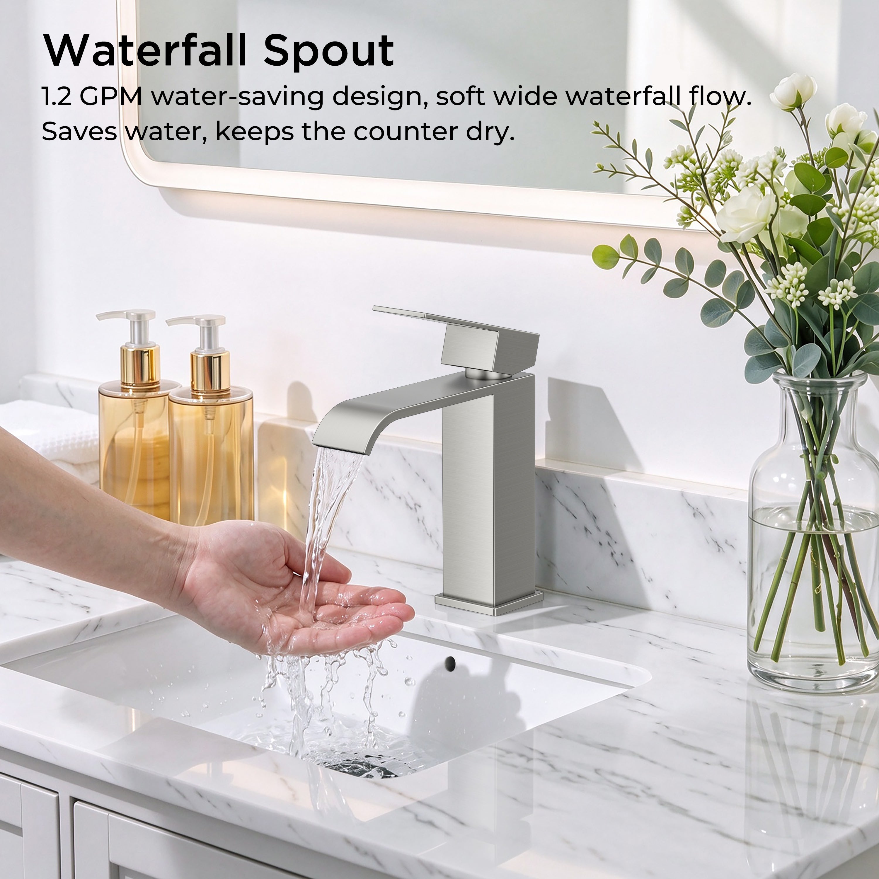 FORIOUS Single Handle Bathroom Faucet 1 Hole Vanity Faucets Matte Black
