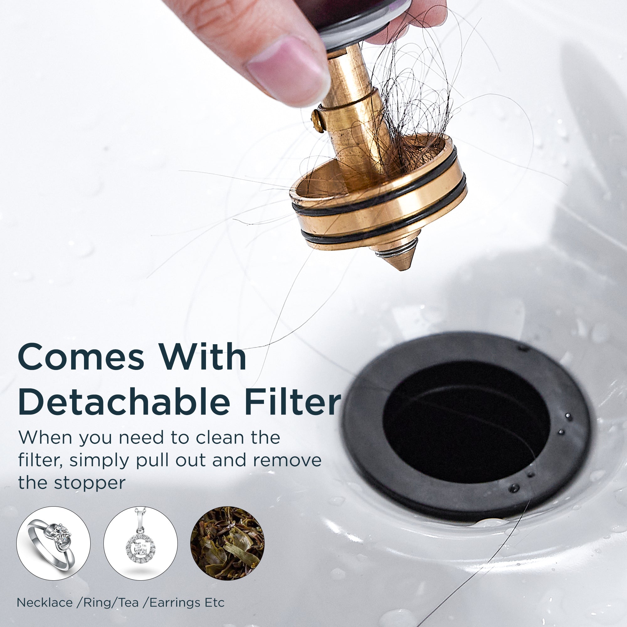 FORIOUS Bathroom Sink Drain Without Overflow, Brushed Nickel ，Black Pop Up Drain