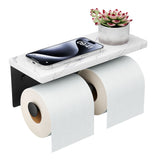 FORIOUS  Double Toilet Paper Holder with Shelf, Wall Mount Tissue Roll Holder for Bathroom, Washroom, 304 Stainless Steel Commercial Toilet Tissue Dispensers with Phone Shelf, Brushed Nickel FF11124B