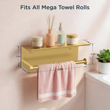 FORIOUS Wall Mount Paper Towel Holder with Shelf，Stainless Steel | Heavy Duty SUS304 Stainless Steel Paper Roll Organizer with Storage Spice Shelf, Screw-in for Kitchen, Bathroom, RV & Garage