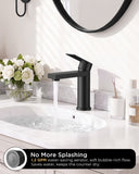 FORIOUS Bathroom Faucet 1 Hole, Single Handle Vanity Faucet Matte Black