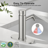 FORIOUS Bathroom Faucet 1 Hole, Brushed Nickel Single Handle Sink Faucets 2 Pack | for 1 or 3 Hole 4 Inch Centerset Sink, with Pop-up Drain, NSF61 Certified, for Vanity Rv Commercial Lavatory Restroom Basin