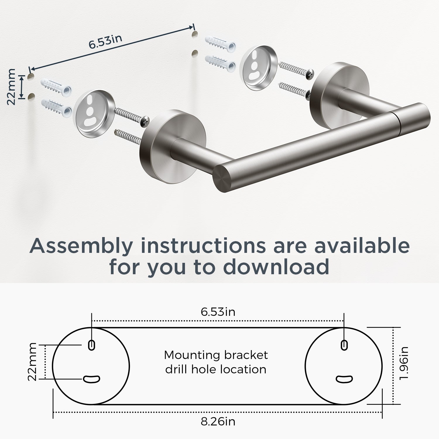 FORIOUS Toilet Paper Holder Wall Mount, Sus304 Stainless Steel Hand Towel Ring, Silver Bathroom Hardware Set with Pivoting Toilet Paper Roll Holder