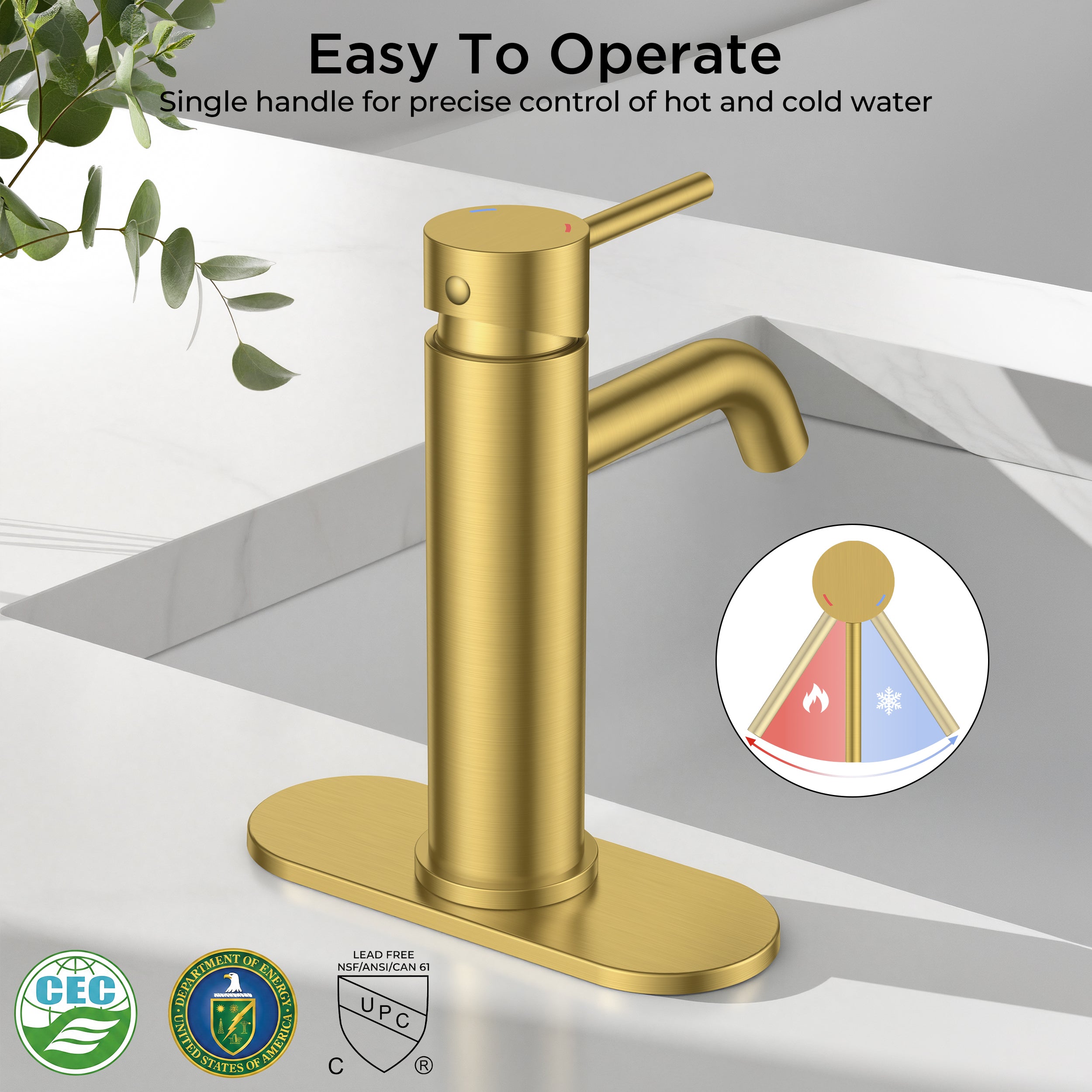FORIOUS Bathroom Faucet 1 Hole, Brushed Gold Single Handle Sink Faucets 2 Pack | for 1 or 3 Hole 4 Inch Centerset Sink, with Pop-up Drain, NSF61 Certified, for Vanity Rv Commercial Lavatory Restroom Basin