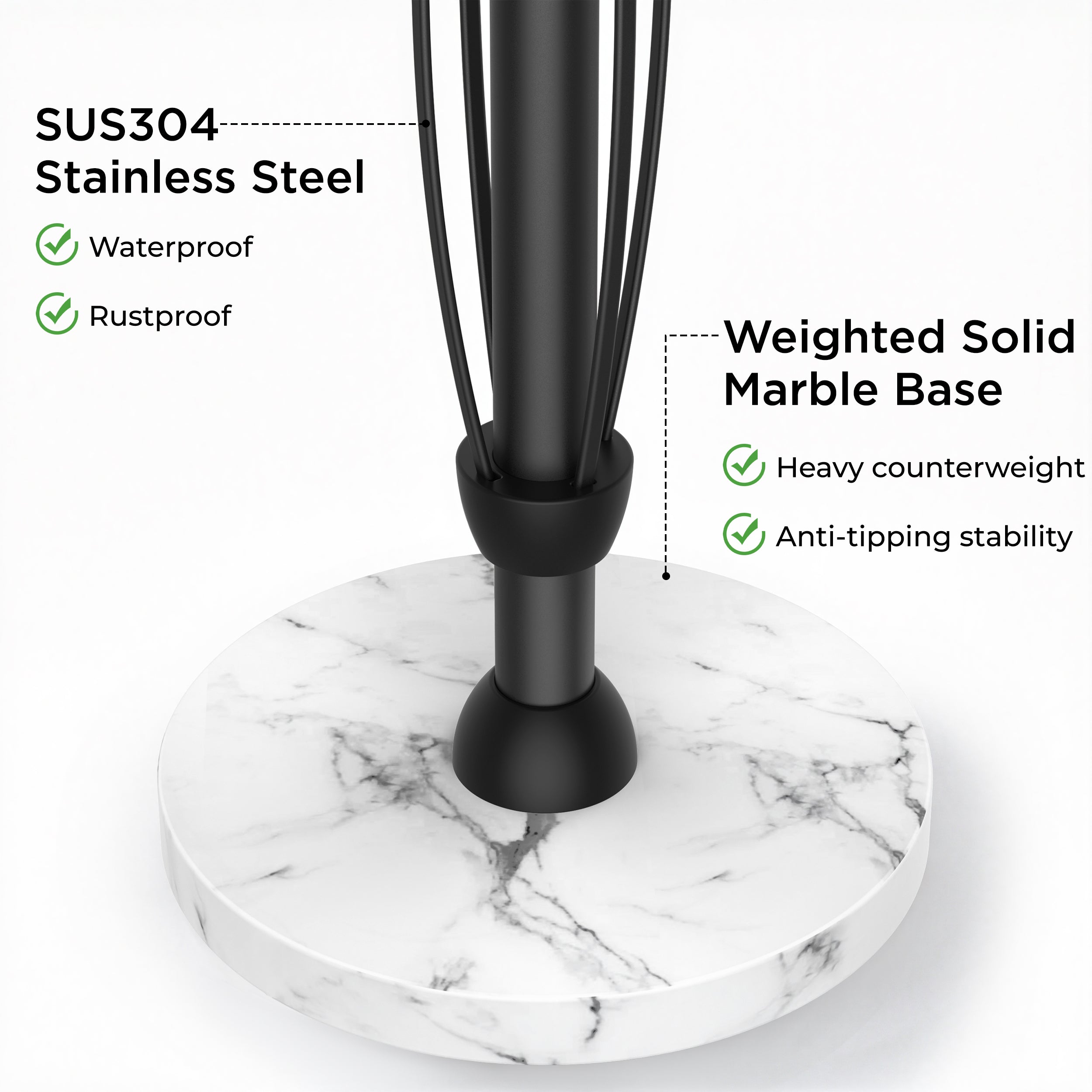 FORIOUS Paper Towel Holder Countertop, One-Handed Tear,Weighted Marble Base 304 Stainless Steel Paper Towel Stand, Ratchet Mechanism for Easy Tearing, Fits Standard & Jumbo Rolls for Kitchen, Silver