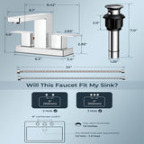 FORIOUS Chrome Bathroom Faucets Centerset, 2 Handle 4 Inch Centerset Bathroom Sink Faucet Chrome with Metal Pop Up Drain, 24" CUPC Hose and 1.2 PGM Spare Water Saving Aerator FB-61033CH