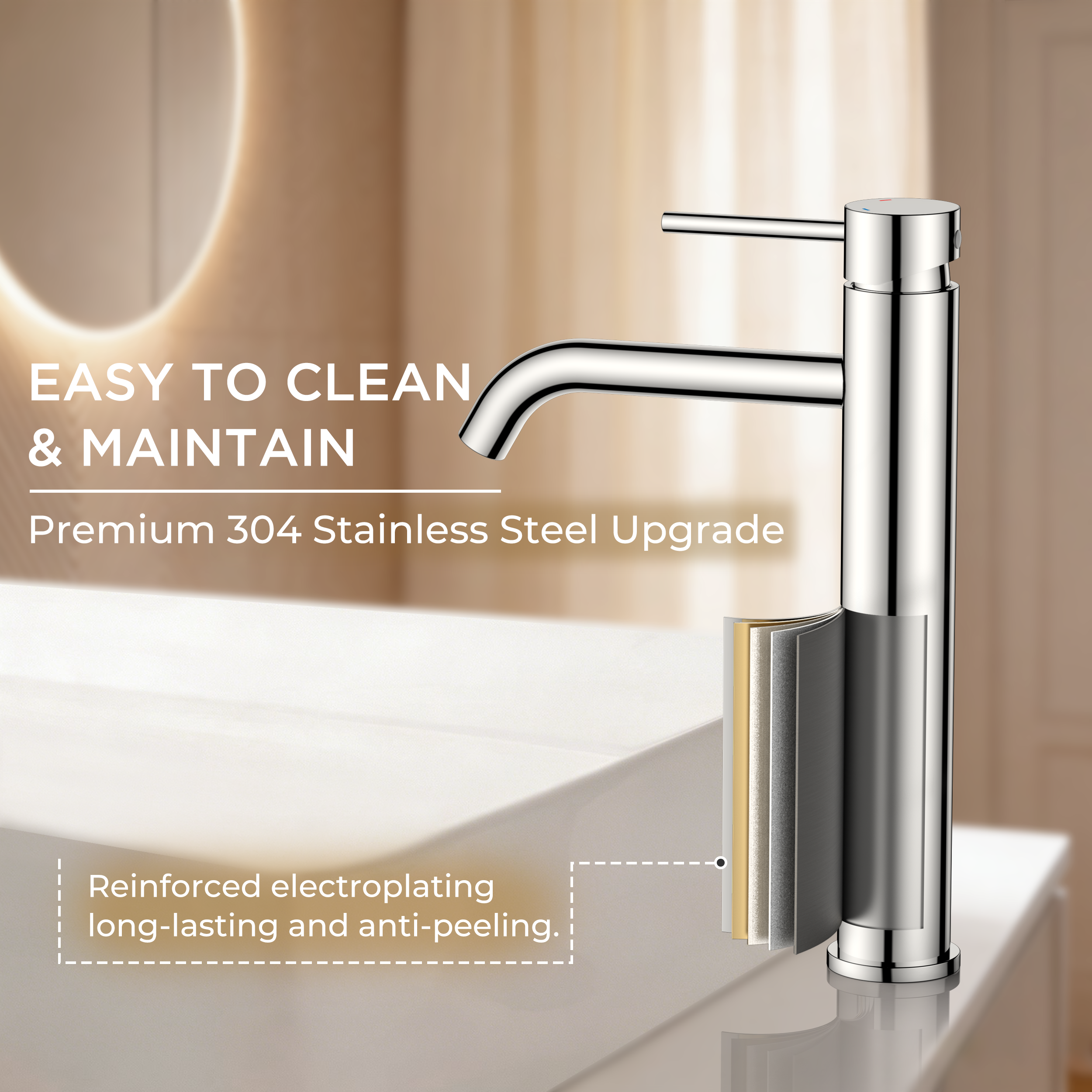 FORIOUS Chrome Bathroom Vessel Sink Faucet 1 Hole, Tall Bathroom Faucet Single Handle One Hole with Pop Up Drain and Supply Lines, Basin Bowl Vanity Lavatory Residential/Commercial Use