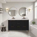 60 in Black bathroom vanity with top