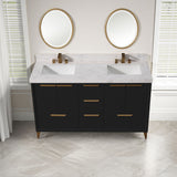 60 in Black bathroom vanity with top