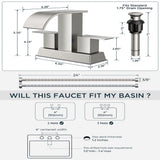 FORIOUS 4 Inch Centerset Oil Rubbed Bronze Bathroom Faucet, 2 or 3 Hole Waterfall Square Bathroom Sink Faucet with Metal Pop-up Drain and Supply Lines, Two Handles for Vanity, Lavatory Room, Pedestal
